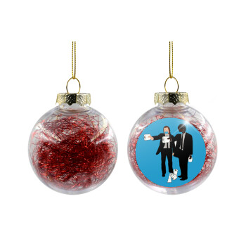 Pulp Fiction 3 meter away, Χριστουγεννιάτικη μπάλα δένδρου διάφανη με κόκκινο γέμισμα 8cm