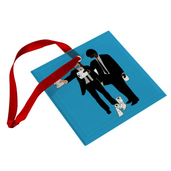 Pulp Fiction 3 meter away, Στολίδι Χριστουγεννιάτικο στολίδι γυάλινο τετράγωνο 9x9cm