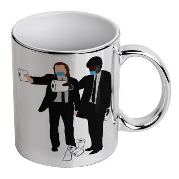 Pulp Fiction 3 meter away, Κούπα κεραμική, ασημένια καθρέπτης, 330ml