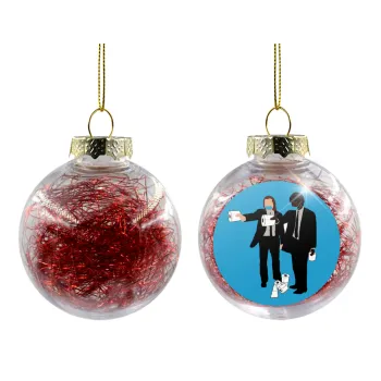 Pulp Fiction 3 meter away, Transparent Christmas tree ball ornament with red filling 8cm