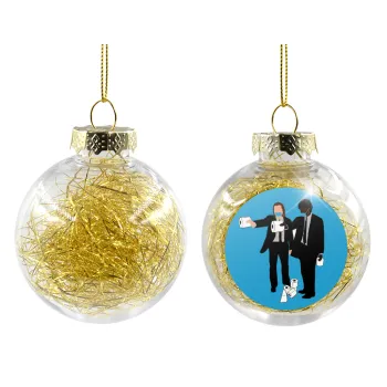 Pulp Fiction 3 meter away, Στολίδι Χριστουγεννιάτικη μπάλα δένδρου διάφανη με χρυσό γέμισμα 8cm