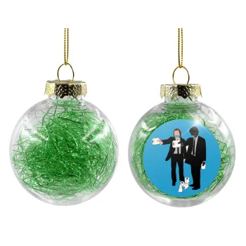 Pulp Fiction 3 meter away, Transparent Christmas tree ball ornament with green filling 8cm