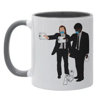 Pulp Fiction 3 meter away, Κούπα χρωματιστή γκρι, κεραμική, 330ml