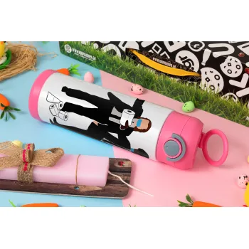 Pulp Fiction 3 meter away, Easter candle, Childrens hot water bottle, stainless steel, with safety straw, PINK (500ml)
