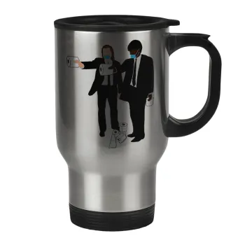 Pulp Fiction 3 meter away, Κούπα ταξιδιού ανοξείδωτη με καπάκι, διπλού τοιχώματος (θερμό) 450ml