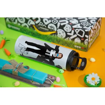 Pulp Fiction 3 meter away, Πασχαλινή Λαμπάδα με Travel Tumbler θερμό με διπλό καπάκι (600ml, BPA free) & κερί αρωματικό πλακέ (30cm) (ΤΙΡΚΟΥΑΖ)