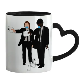Pulp Fiction 3 meter away, Mug heart black handle, ceramic, 330ml