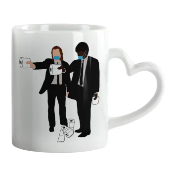 Pulp Fiction 3 meter away, Κούπα καρδιά χερούλι λευκή, κεραμική, 330ml