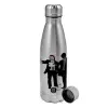 Metallic water bottle, stainless steel, 750ml