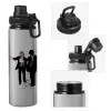 Metallic water bottle with safety cap, 850ml aluminum