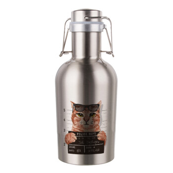 Cool cat, Μεταλλικό παγούρι Inox (Stainless steel) με καπάκι ασφαλείας 1L