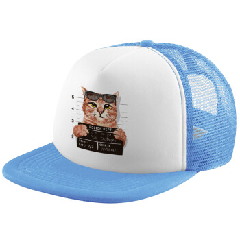 Cool cat, Καπέλο Soft Trucker με Δίχτυ Γαλάζιο/Λευκό