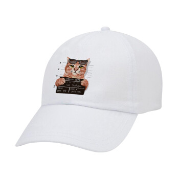 Cool cat, Καπέλο ενηλίκων Jockey Λευκό (snapback, 5-φύλλο, unisex)