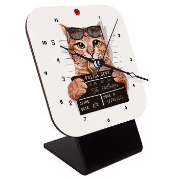 Cool cat, Επιτραπέζιο ρολόι ξύλινο με δείκτες (10cm)