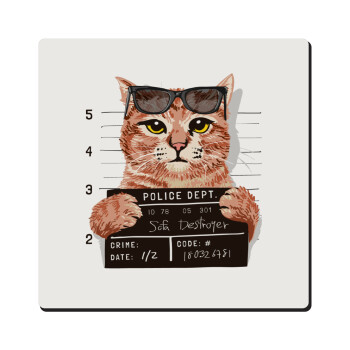 Cool cat, Τετράγωνο μαγνητάκι ξύλινο 6x6cm