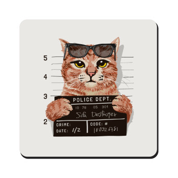 Cool cat, Τετράγωνο μαγνητάκι ξύλινο 9x9cm