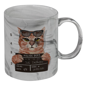 Cool cat, Mug ceramic marble style, 330ml