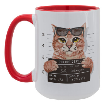 Cool cat, Κούπα Mega 15oz, κεραμική Κόκκινη, 450ml