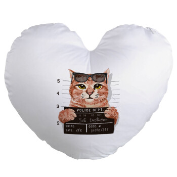 Cool cat, Μαξιλάρι καναπέ καρδιά 40x40cm περιέχεται το  γέμισμα