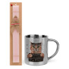 Easter Set, metallic thermal cup (300ml) & aromatic flat Easter candle (30cm) (PINK)