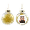 Transparent Christmas tree ball ornament with gold filling 8cm
