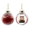 Transparent Christmas tree ball ornament with red filling 8cm