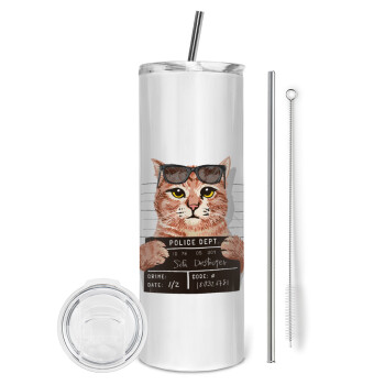 Cool cat, Tumbler stainless steel 600ml, with metal straw & cleaning brush