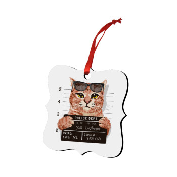 Cool cat, Christmas ornament polygon wooden 7.5cm