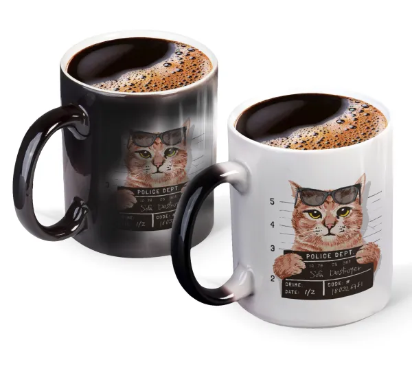 Cool cat — Κούπα Μαγική, κεραμική, 330ml που αλλάζει χρώμα με το ζεστό ρόφημα