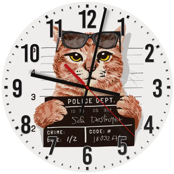 Cool cat — Ρολόι τοίχου ξύλινο 30cm