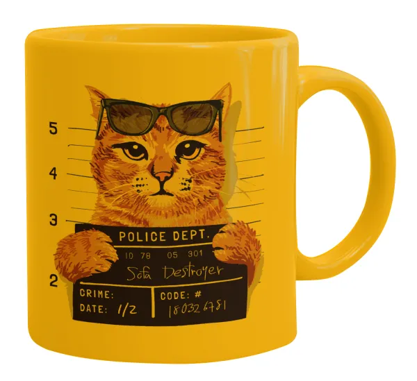 Cool cat — Ceramic coffee mug yellow, 330ml