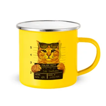 Cool cat, Yellow Enamel Metallic Cup 360ml