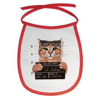 Cool cat, Σαλιάρα μωρού αλέκιαστη με κορδόνι Κόκκινη