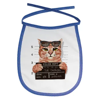 Cool cat, Σαλιάρα μωρού αλέκιαστη με κορδόνι Μπλε