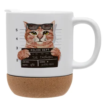 Cool cat, Κούπα, κεραμική με βάση φελού και καπάκι (ΜΑΤ), 330ml