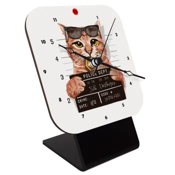 Cool cat, Επιτραπέζιο ρολόι ξύλινο με δείκτες (10cm)