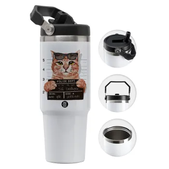 Cool cat, Θερμός Ανοξείδωτο 30oz με χερούλι