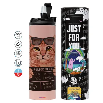 Cool cat, Tumbler stainless steel PINK 600ml