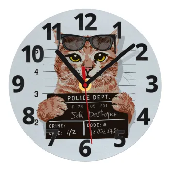Cool cat, Ρολόι τοίχου γυάλινο (20cm)