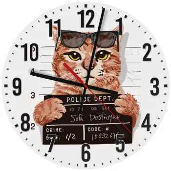 Cool cat, Ρολόι τοίχου ξύλινο (30cm)