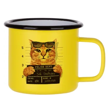Cool cat, Κούπα Μεταλλική εμαγιέ ΜΑΤ Κίτρινη 360ml