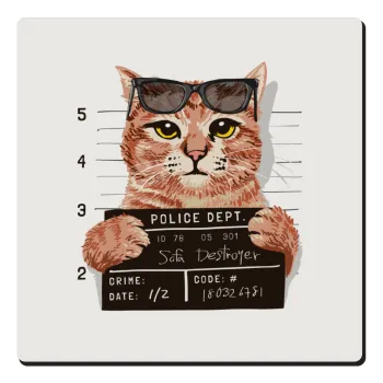 Cool cat, Τετράγωνο μαγνητάκι ξύλινο 6x6cm