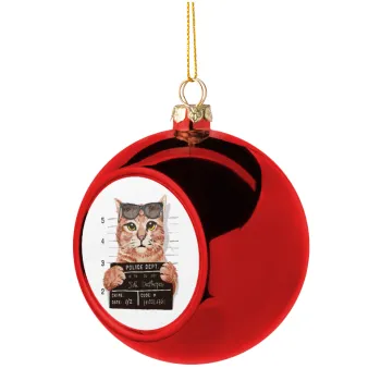 Cool cat, Christmas tree ball Red 8cm