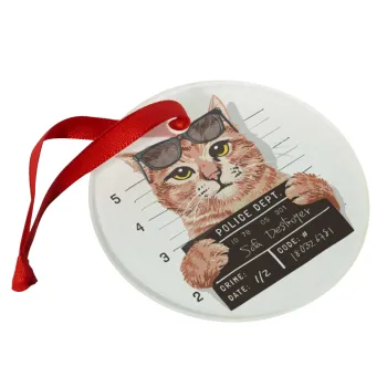 Cool cat, Christmas ornament glass 9cm