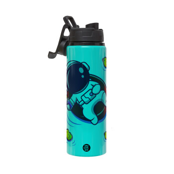 Μικρός αστροναύτης θάλασσα, Μεταλλικό παγούρι νερού με καπάκι ασφαλείας, αλουμινίου 850ml