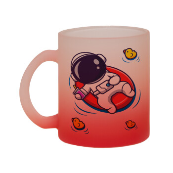 Μικρός αστροναύτης θάλασσα, Κούπα γυάλινη δίχρωμη με βάση το κόκκινο ματ, 330ml