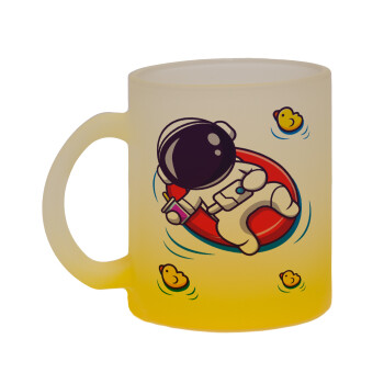 Μικρός αστροναύτης θάλασσα, Κούπα γυάλινη δίχρωμη με βάση το κίτρινο ματ, 330ml