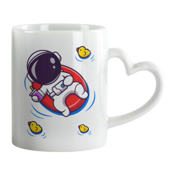 Μικρός αστροναύτης θάλασσα, Mug heart handle, ceramic, 330ml