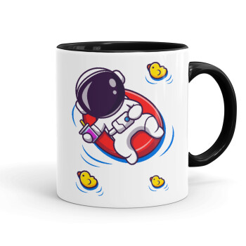 Μικρός αστροναύτης θάλασσα, Κούπα χρωματιστή μαύρη, κεραμική, 330ml