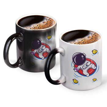 Μικρός αστροναύτης θάλασσα, Color changing magic Mug, ceramic, 330ml when adding hot liquid inside, the black colour desappears (1 pcs)
